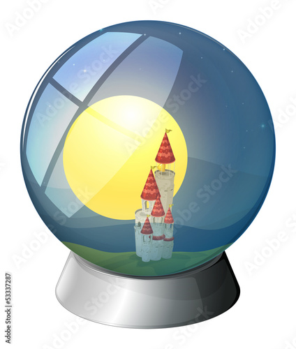 A dome with a castle and a fullmoon