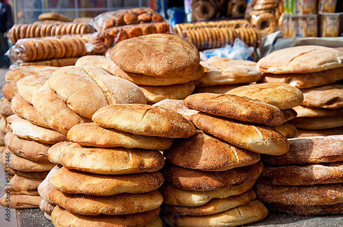 Fresh bread on trade tent, the African flat cakes