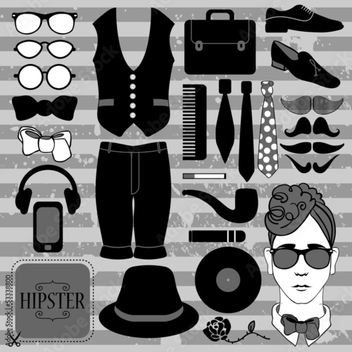 Set of various stylish hipster accessories