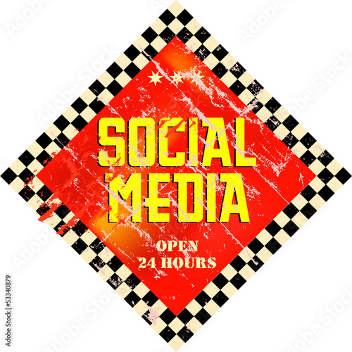 vintage social media sign, grungy, vector