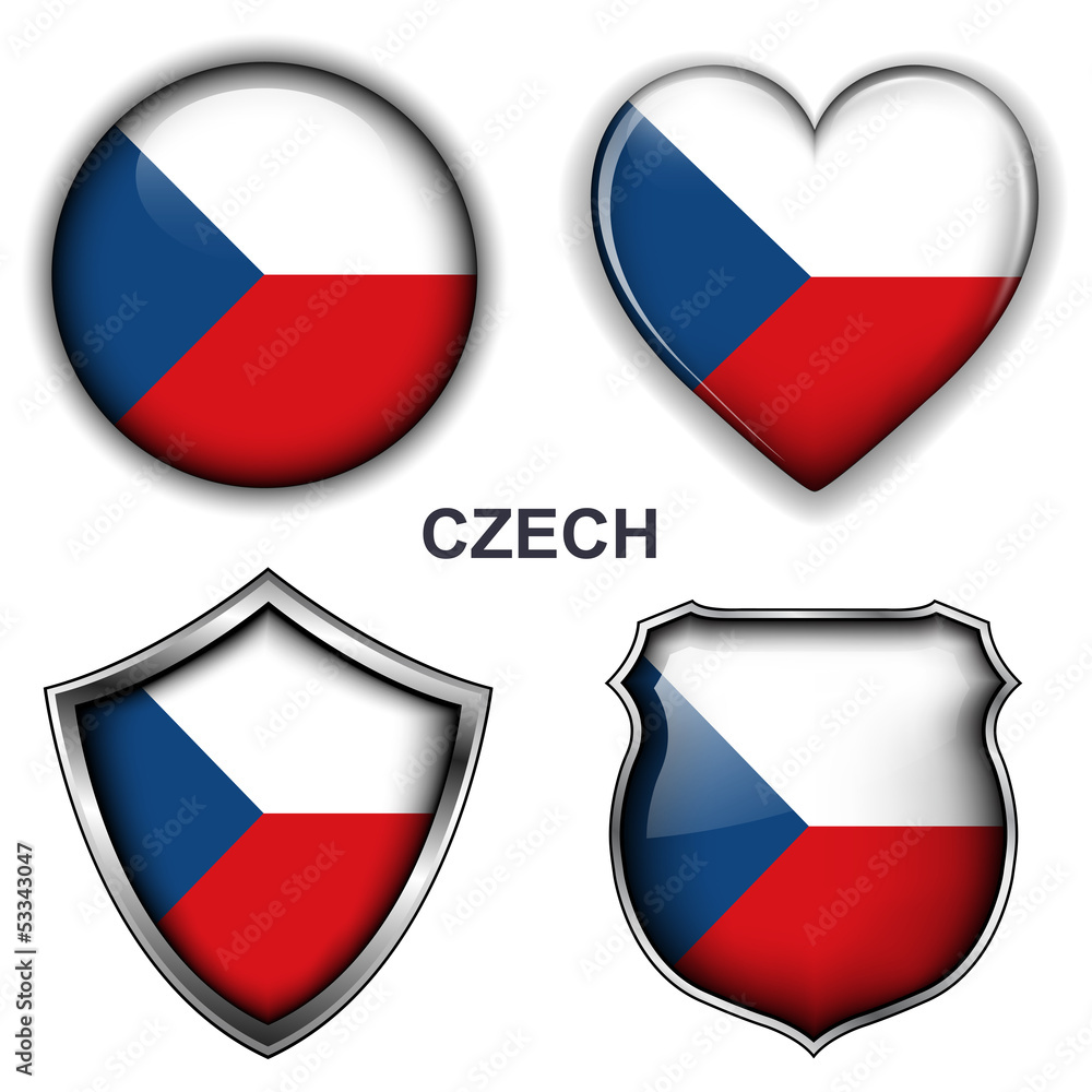 Czech Republic flag icons, vector buttons. Czech Republic flag icons, vector buttons.