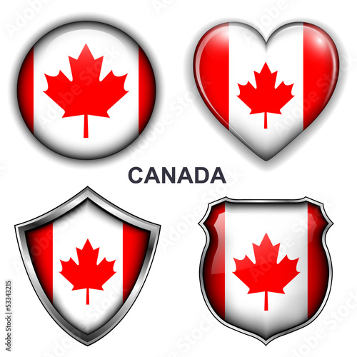 Canada flag icons, vector buttons.