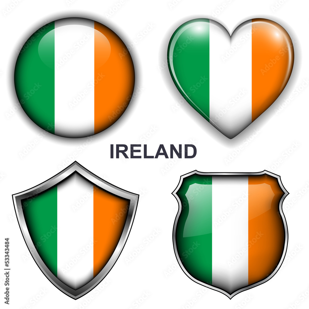 Ireland flag icons, vector buttons. Ireland flag icons, vector buttons.