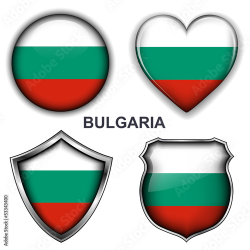Bulgaria flag icons, vector buttons.