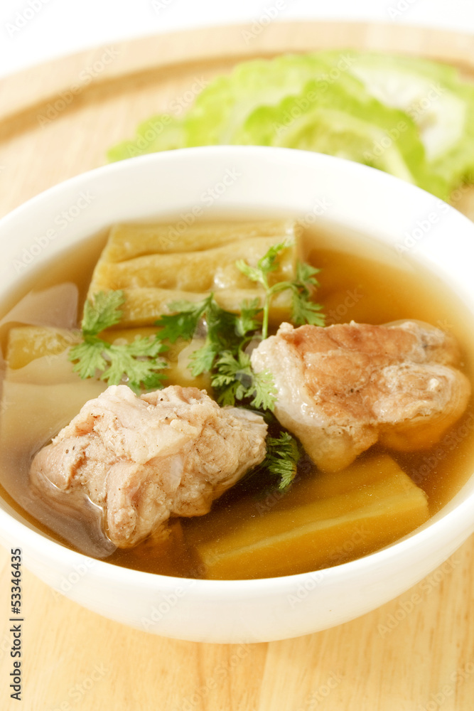 Chinese bitter cucumber soup with pork rib Chinese bitter cucumber soup with pork rib