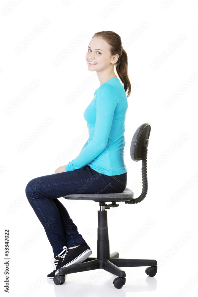 Woman sitting on a wheel chair. Woman sitting on a wheel chair.