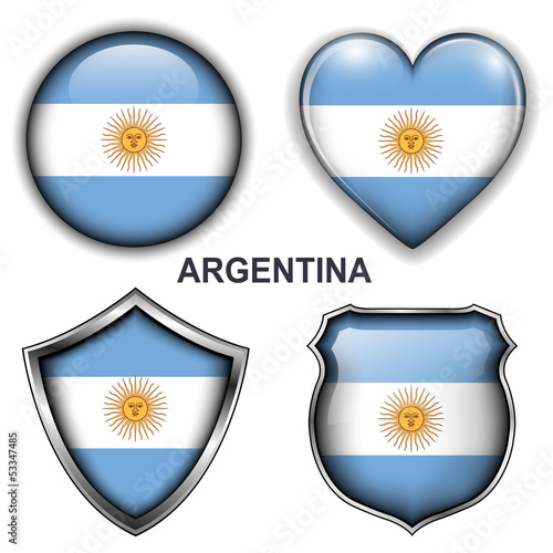 Argentina flag icons, vector buttons.