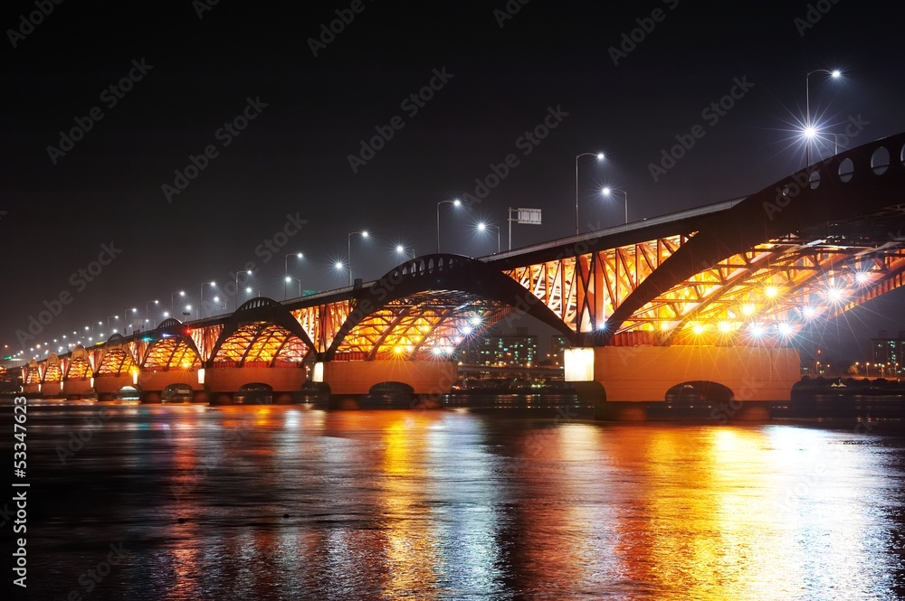 Naklejka premium Korea Han-river's bridge, SeongSan Bridge.