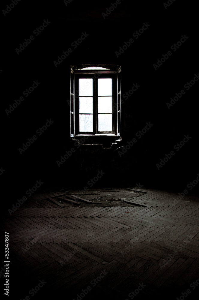 Window in a dark room