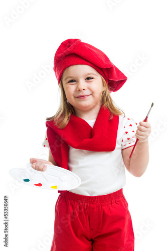little girl in artist costu...