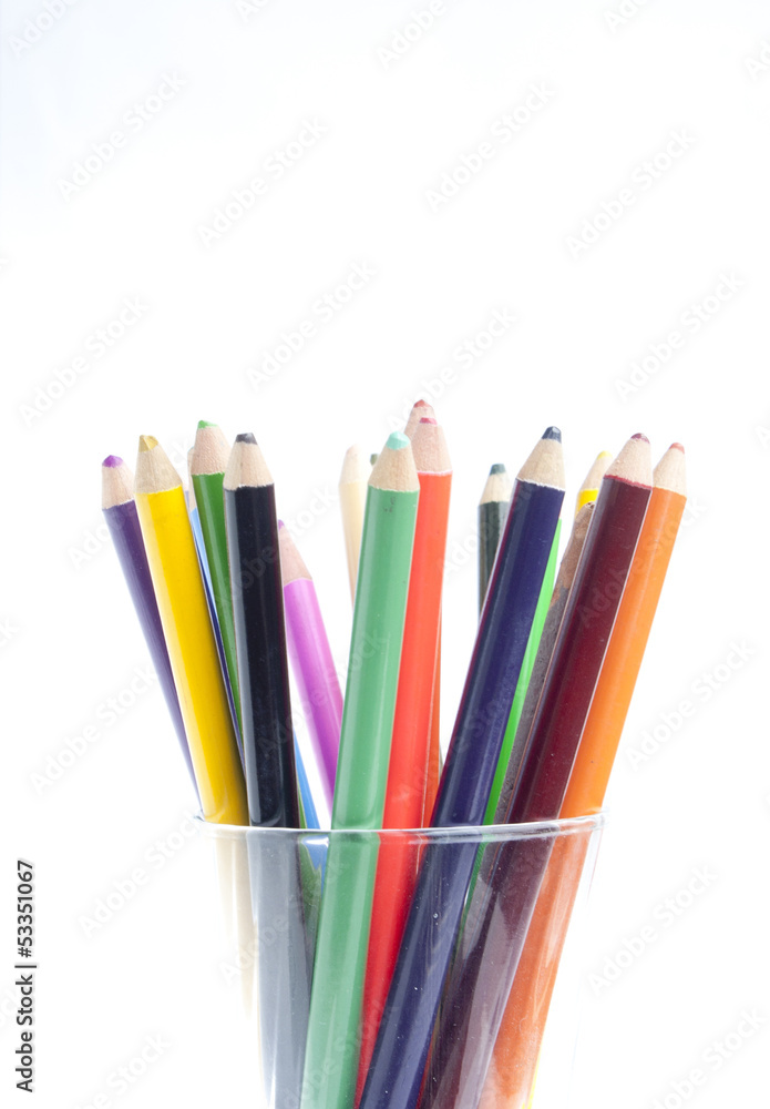 Color Pencils on Isolated White Background