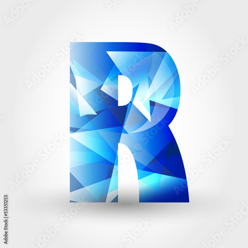 blue crystalline letter R