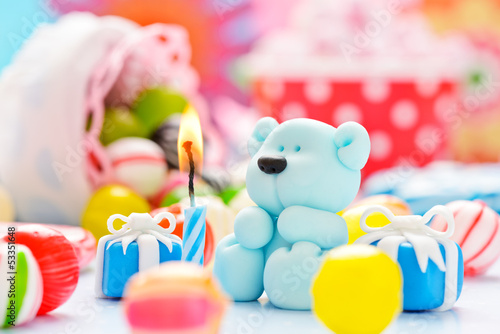 teddy with candle and candy