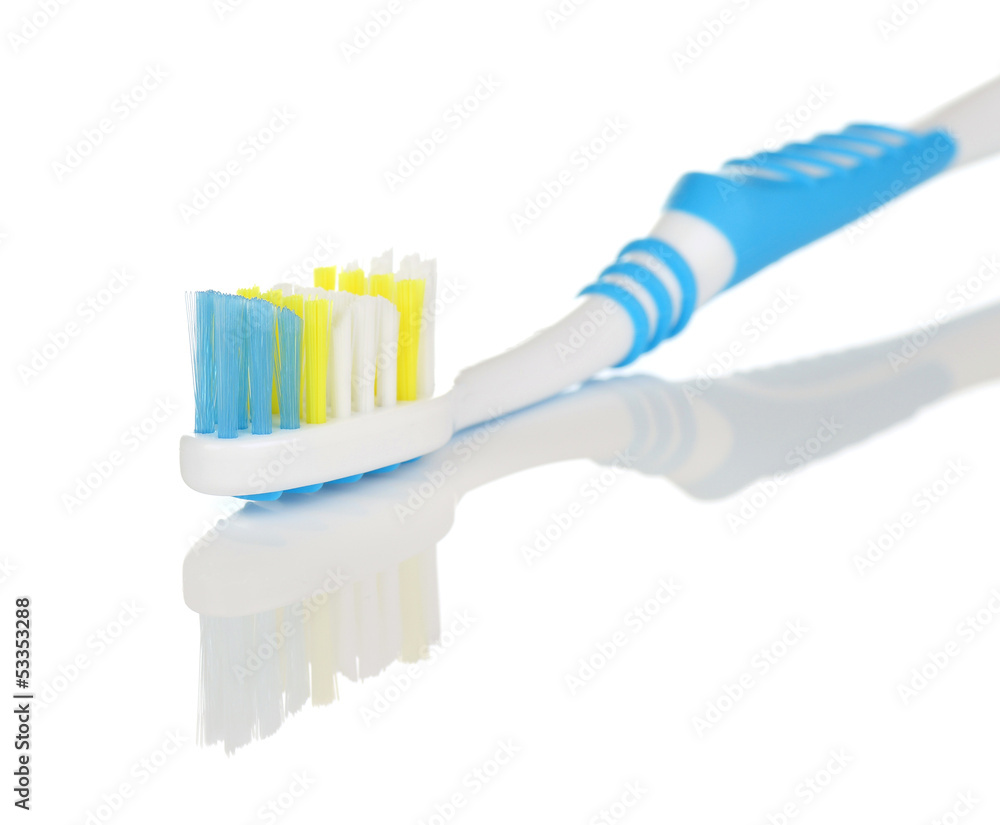 Blue and White Toothbrush Close Up Blue and White Toothbrush Close Up