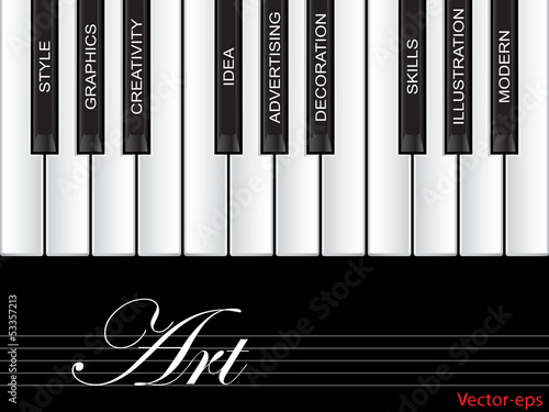 Vector art piano word cloud