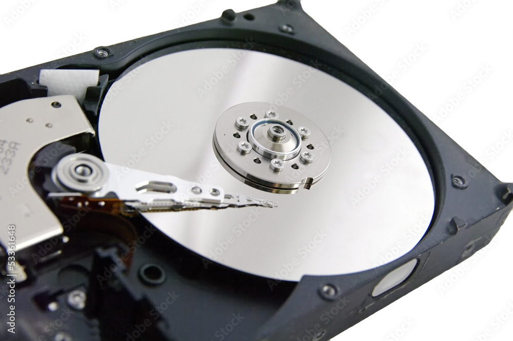 open hard drive isolated on white ackground open hard drive isolated on white ackground
