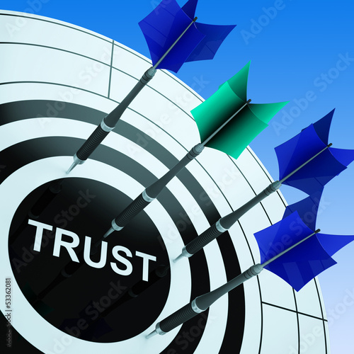 Canvas Print Trust On Dartboard Shows Reliability