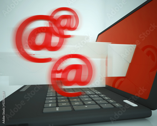 Mail Signs Leaving Laptop Showing Outgoing Messages © Stuart Miles
