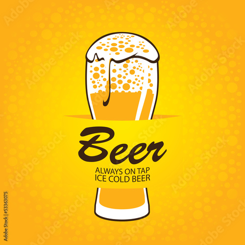banner with glass of beer on a yellow background