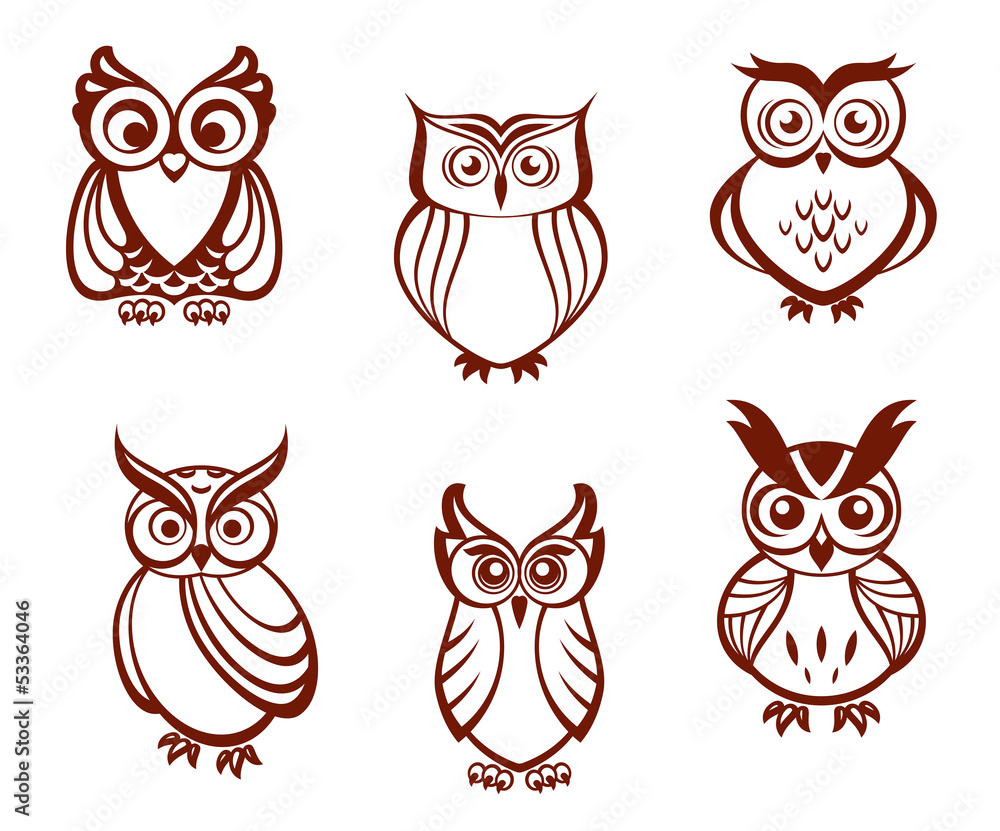 Fototapeta premium Set of cartoon owls