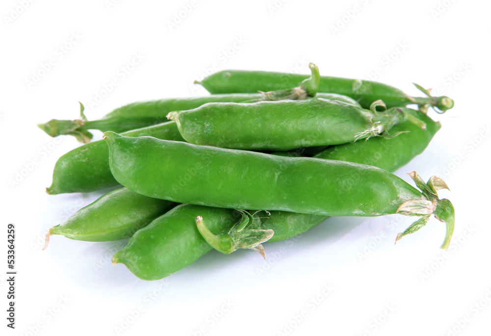 Sweet green peas isolated on white Sweet green peas isolated on white