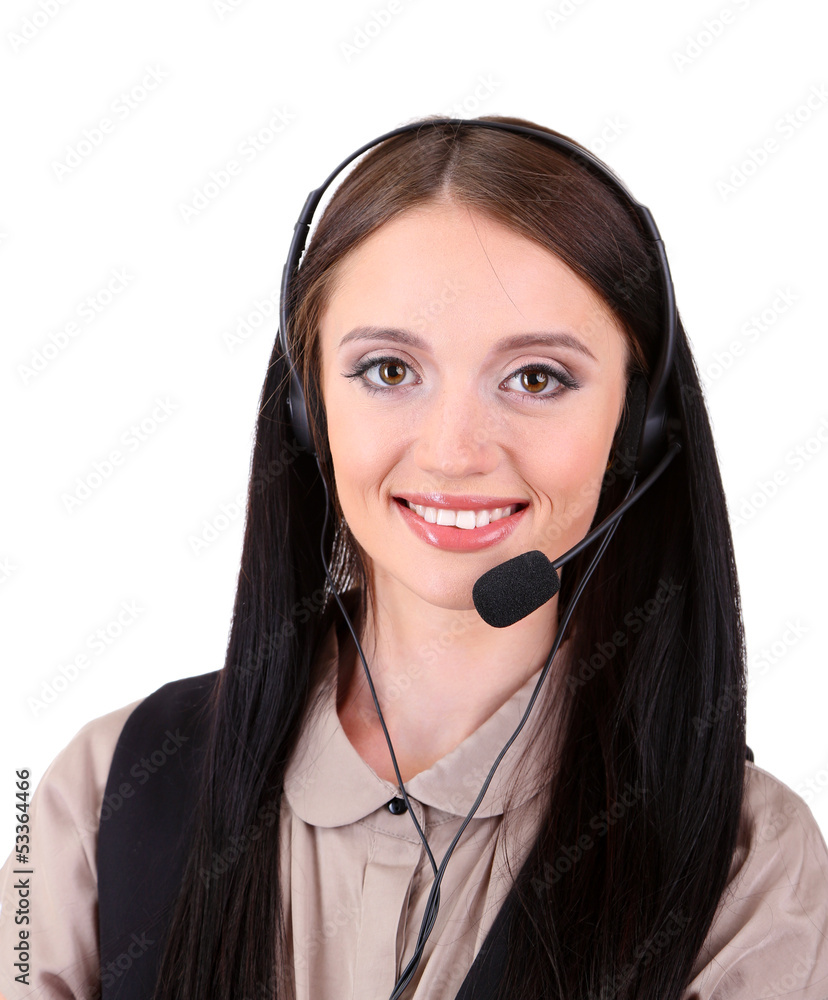 Call center operator, isolated on white Call center operator, isolated on white