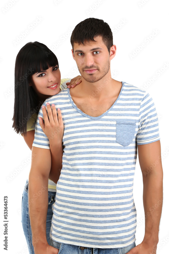 Beautiful loving couple together isolated on white Beautiful loving couple together isolated on white