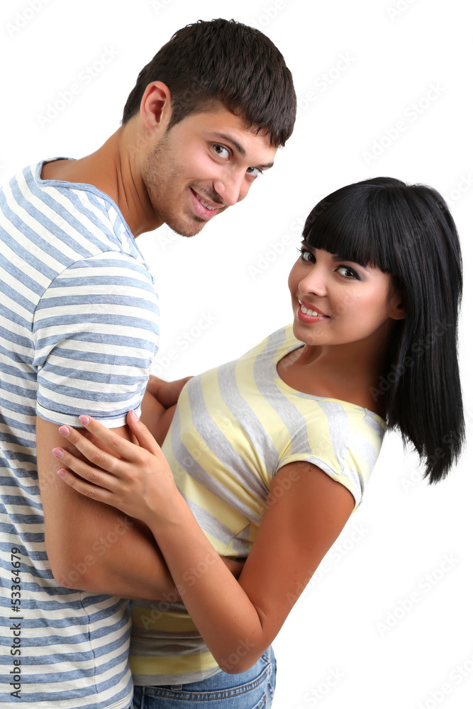 Naklejka premium Beautiful loving couple together isolated on white