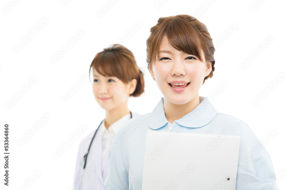 Beautiful asian hospital staff isolated on white backgroound Beautiful asian hospital staff isolated on white backgroound