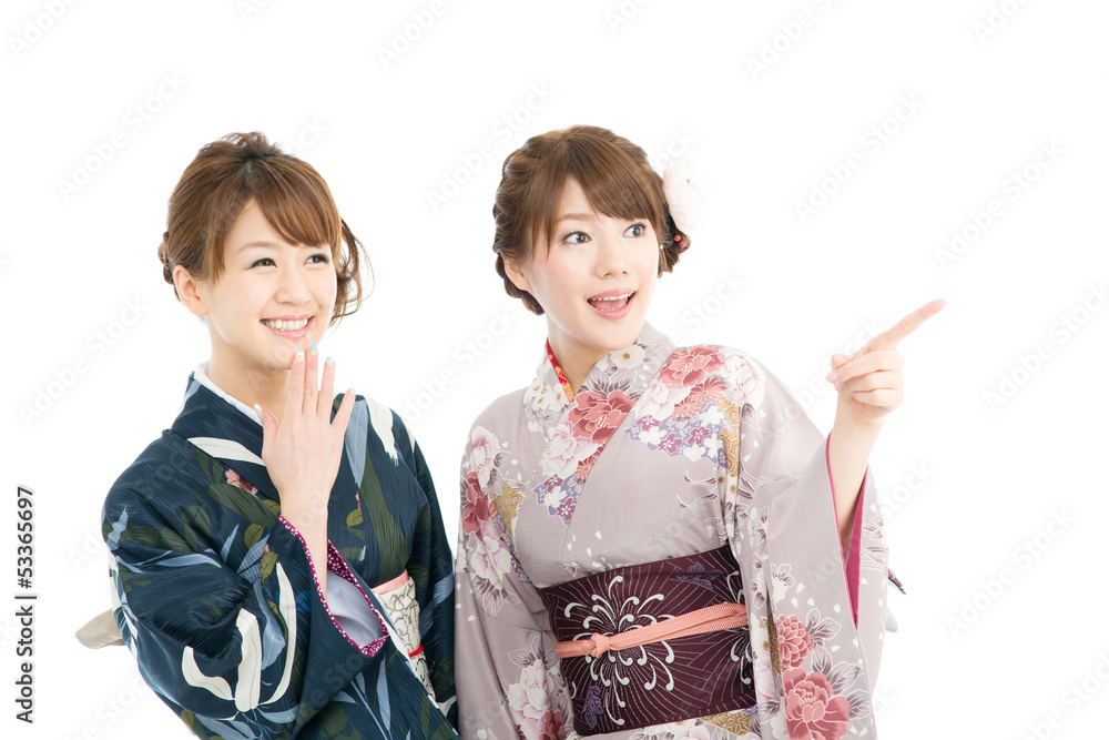 Beautiful japanese kimono women isolated on white background Beautiful japanese kimono women isolated on white background