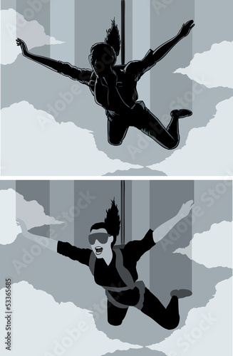 Happy parachuting girl