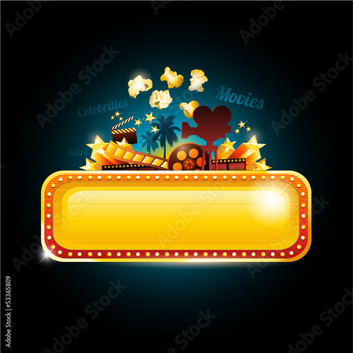 Golden movie theater sign billboard eps 10