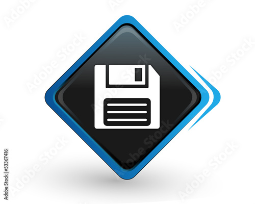 icône disquette sur bouton carré bleu