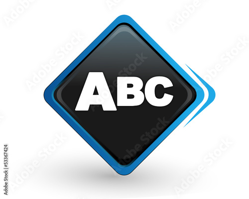 icône abc sur bouton carré bleu