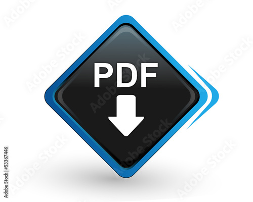 icône pdf sur bouton carré bleu