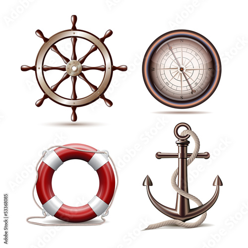 Set of marine symbols photo