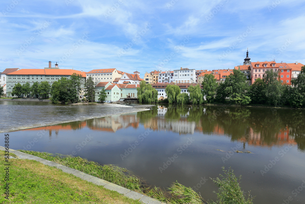 The medieval Town Pisek above River Otava, Czech Republic