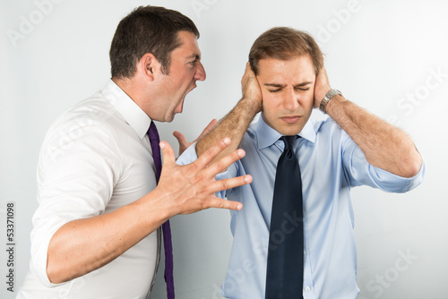 boss is screaming to collegue