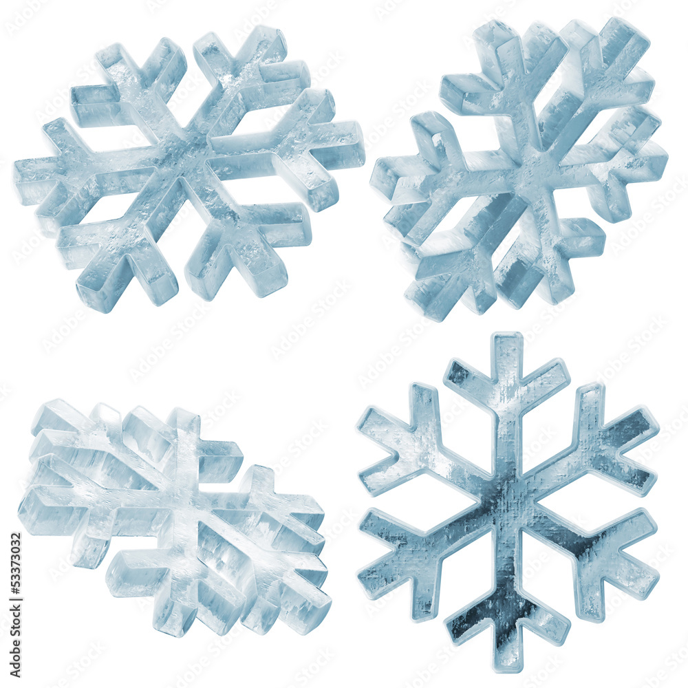 Naklejka premium Set of Icy Snowflakes isolated on white background