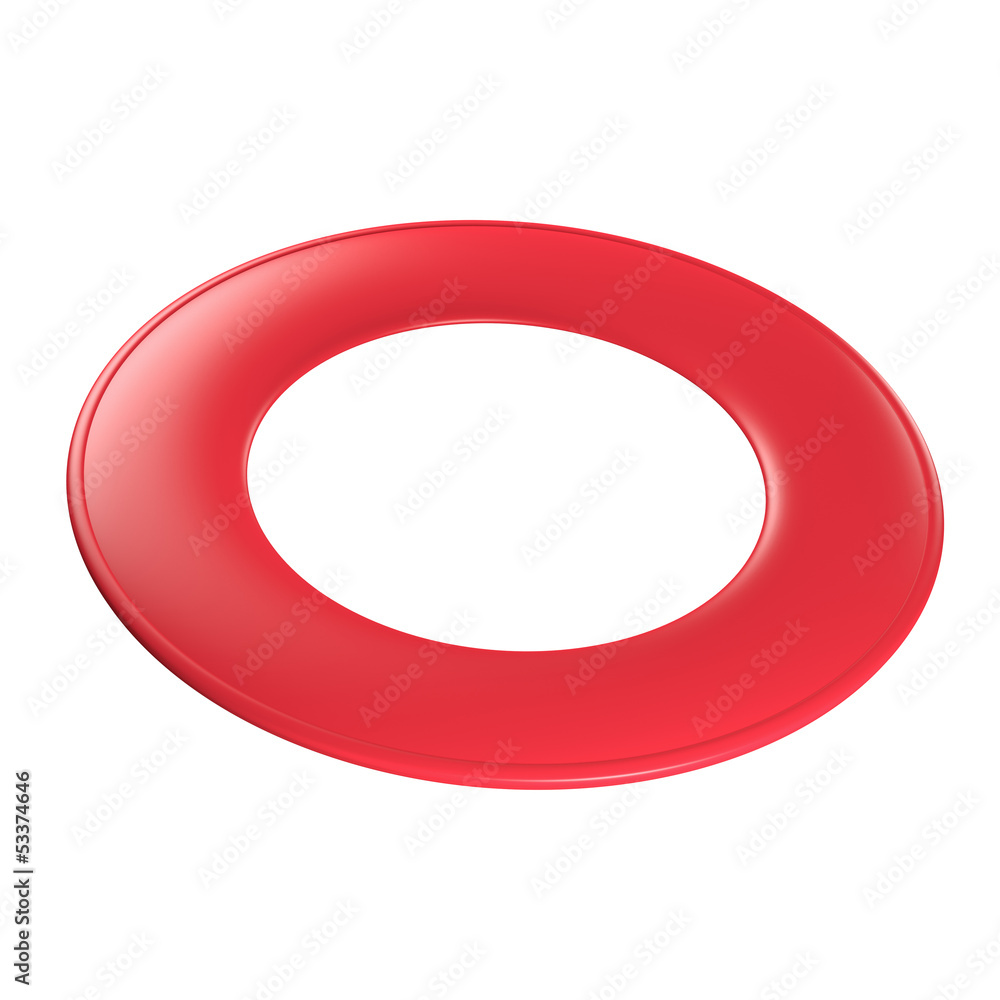 Red flying disc - ring disc (3D render). Red flying disc - ring disc (3D render).