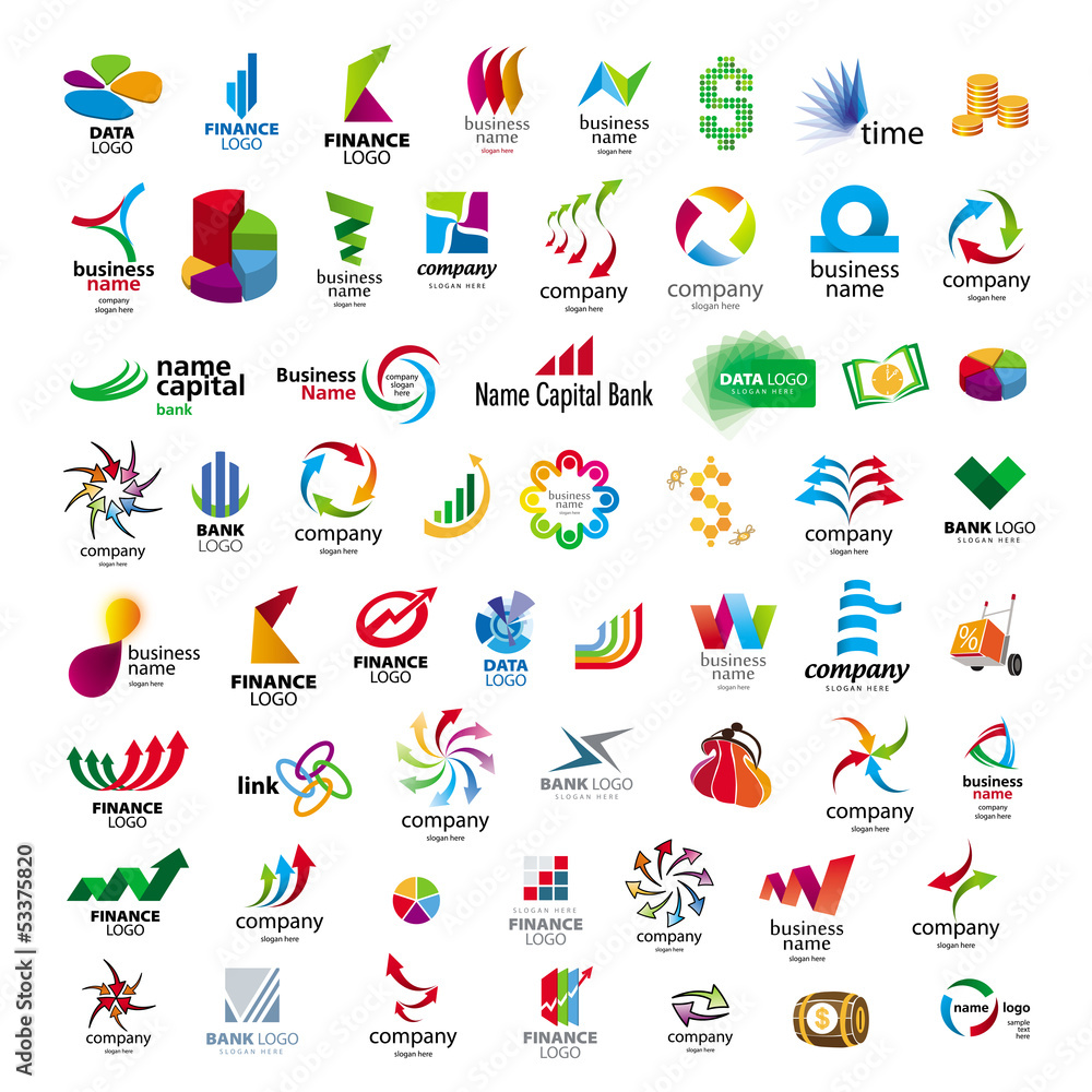Collection of vector icons for banks and financial companies - obrazy, fototapety, plakaty 