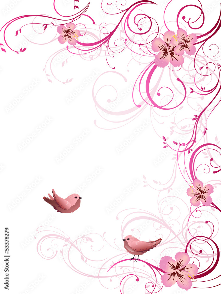 Birds and floral elements