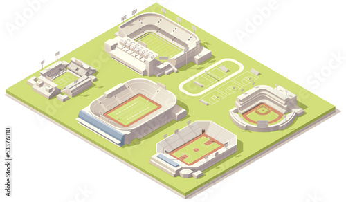 Isometric stadium buildings set
