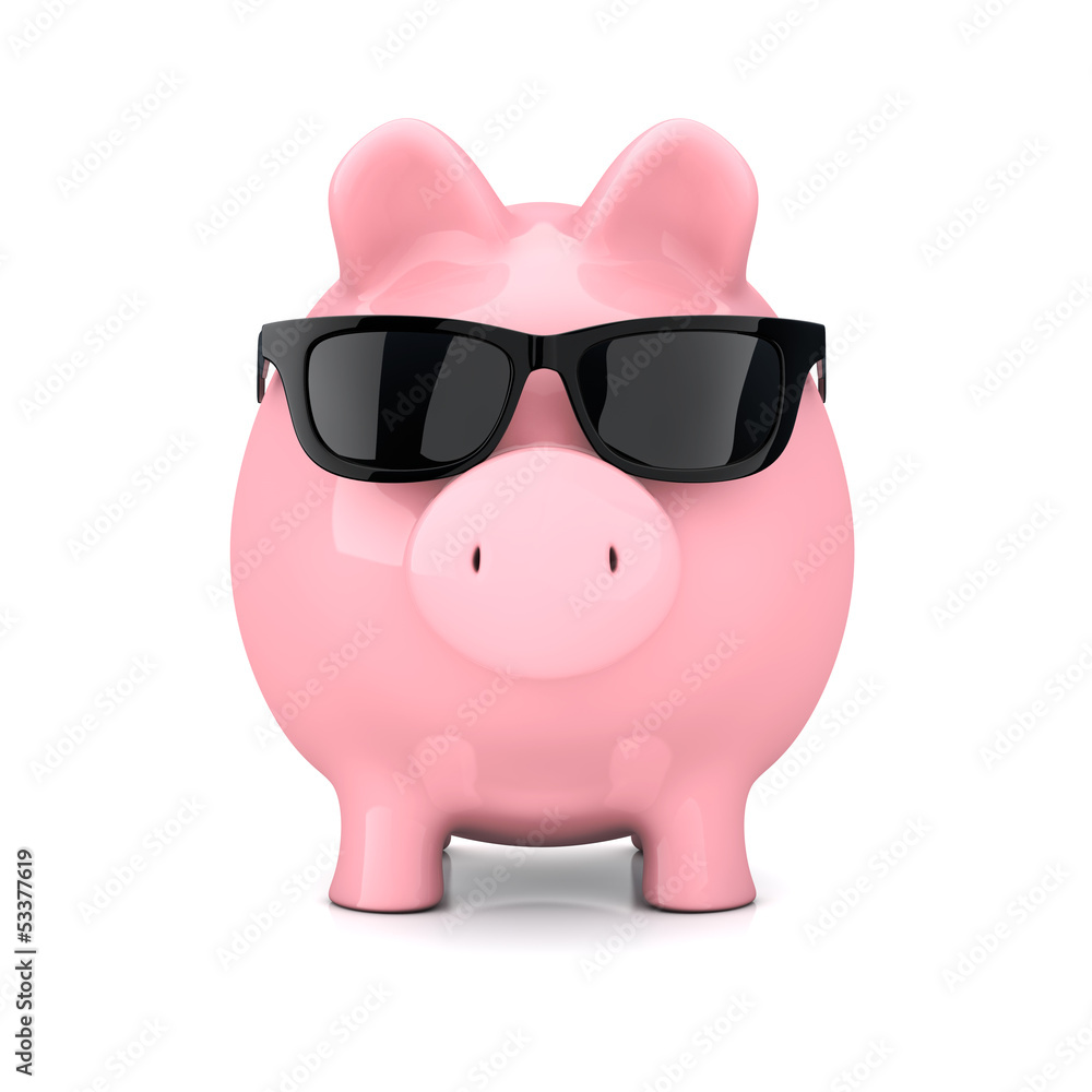 Sparschwein mit Sonnenbrille - Urlaubsgeld Sparschwein mit Sonnenbrille - Urlaubsgeld