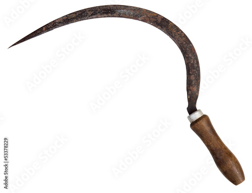 Old sickle isolated on white photo
