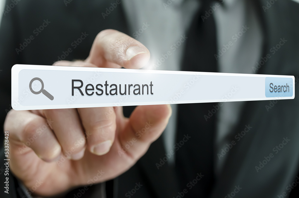Word Restaurant written in search bar Word Restaurant written in search bar