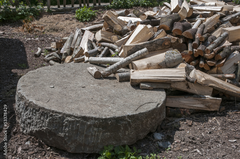 stone with logs