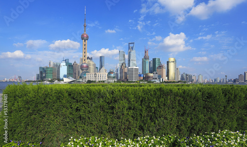 Shanghai bund landmark skyline at city buildings landscape