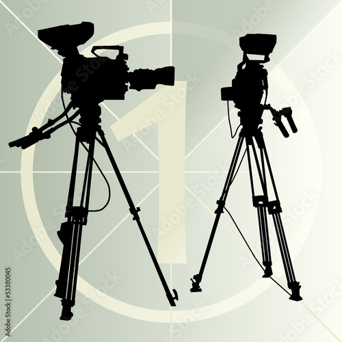 Digital video camera on the tripod and film countdown number