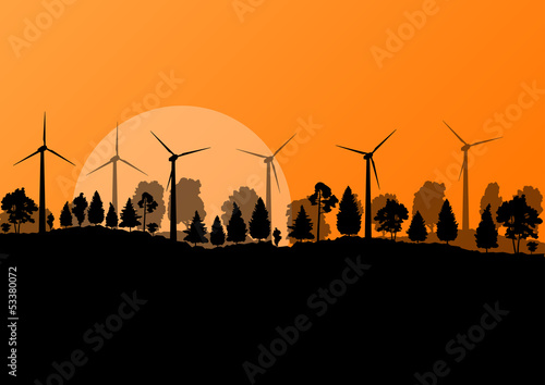Alternative energy electricity wind generators in countryside fo